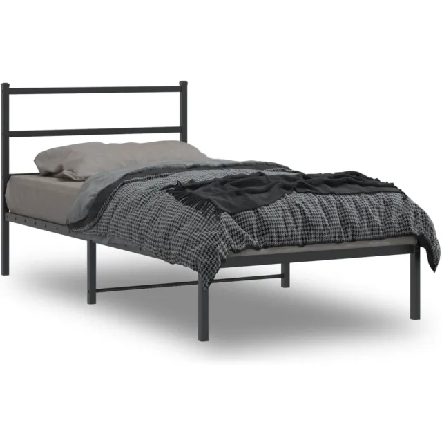 vidaXL Bedframe met hoofdbord metaal zwart 100x200 cm