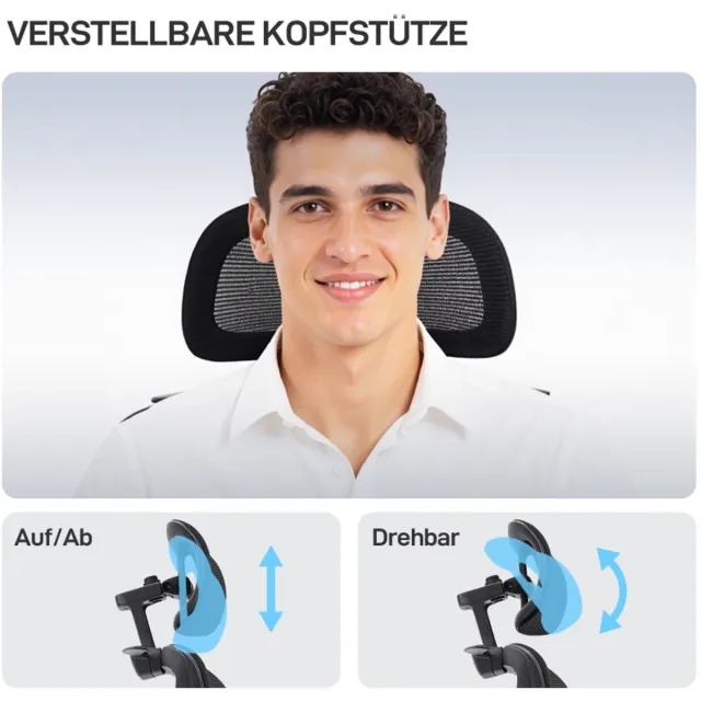 FloraGrace Bureaustoel - Ergonomisch Met Lendensteun En Voetsteun - Voor Lang Werken En Ontspannen - Kunststof - Zwart