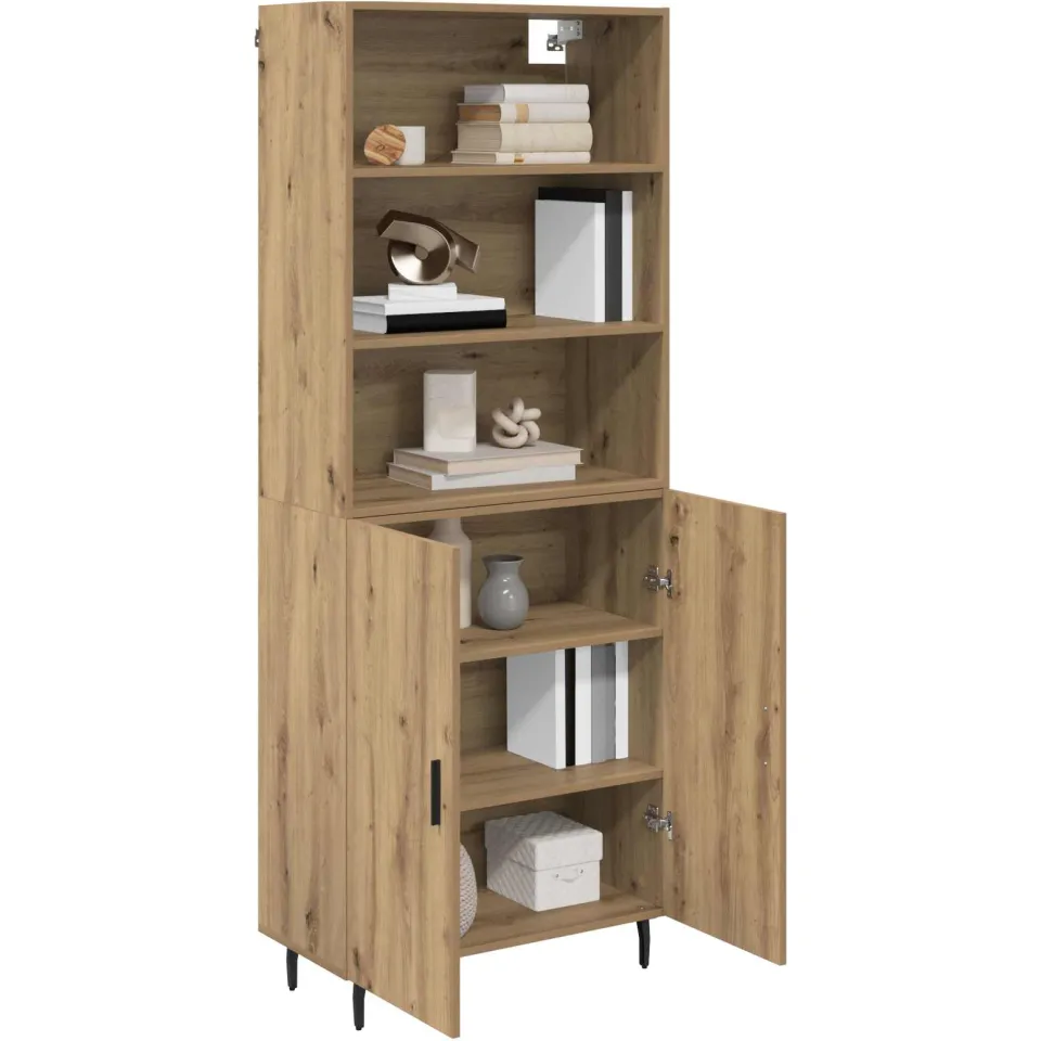 vidaXL Hoge kast 2 st Artisan Eiken 69,5 x 32,5 x 180 cm Bewerkt hout Bruin