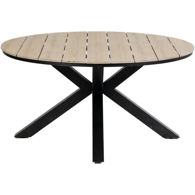 4 Seizoenen Tuinmeubelen Ronde tuintafel Cyprus 150 cm | 6 personen | Wood/Black | Polywood & aluminium
