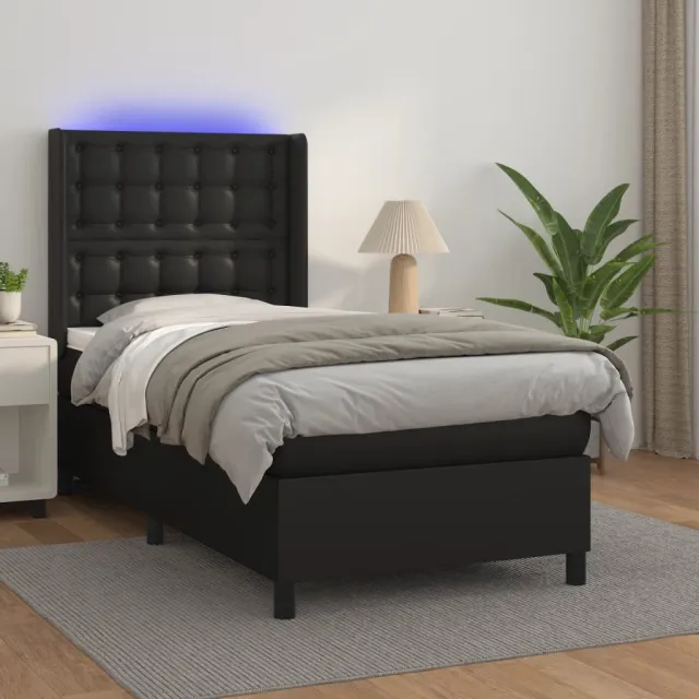 vidaXL Boxspring met matras en LED kunstleer zwart 80x200 cm