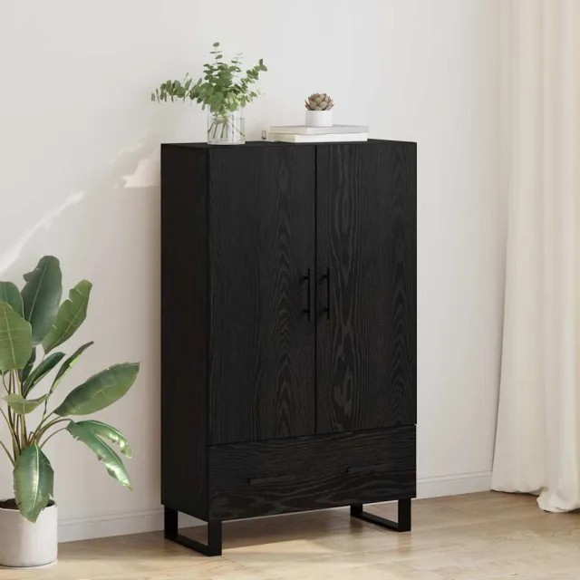 vidaXL Highboard Zwart Eiken 69,5 x 30 x 115 cm Bewerkt hout