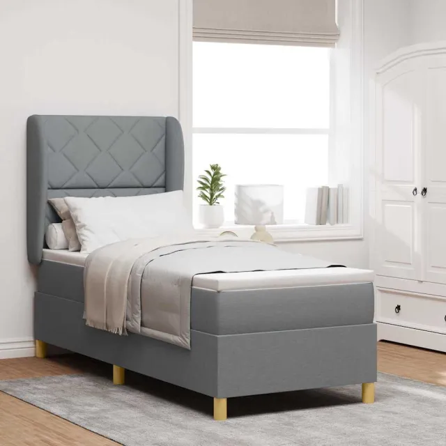 vidaXL Boxspringbed met hoofdeinde Lichtgrijs 200 x 80 cm Stof