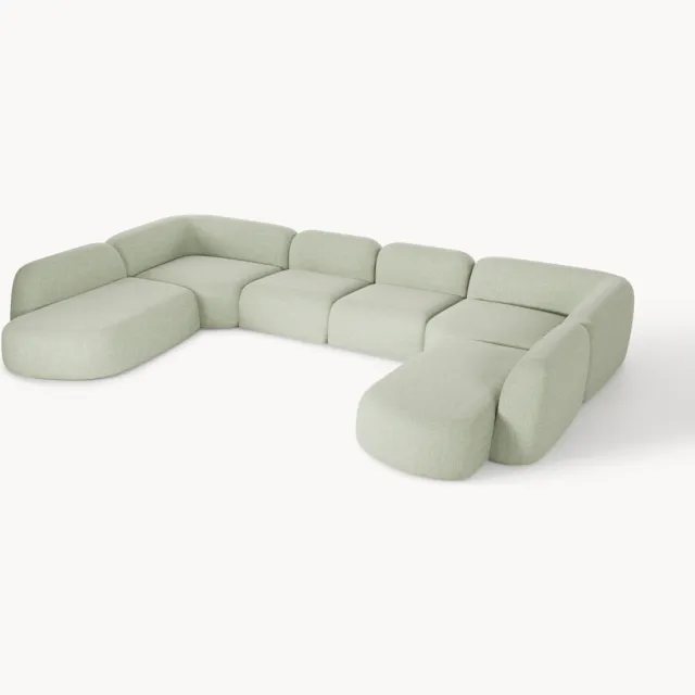 Westwing Collection Modulaire bouclé XL bank Wolke Lichtgroen