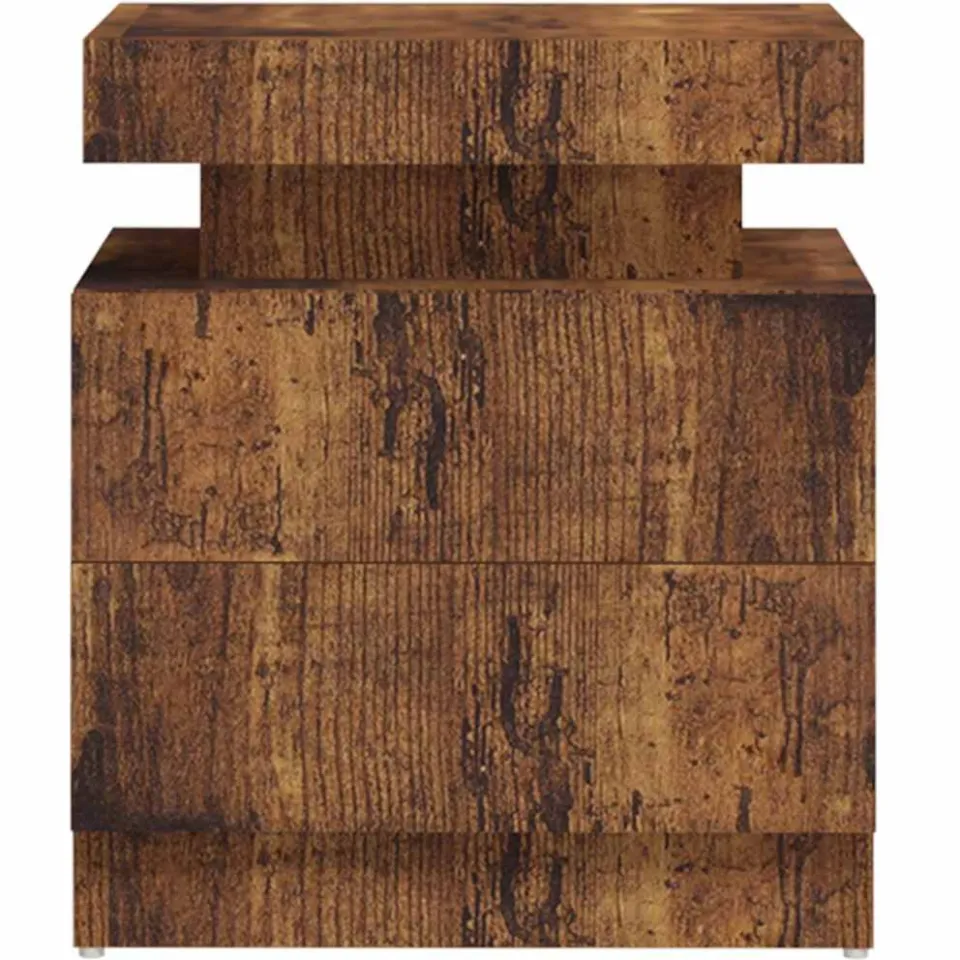 vidaXL Nachtkastje 45x35x52 cm bewerkt hout gerookt eikenkleurig Bruin