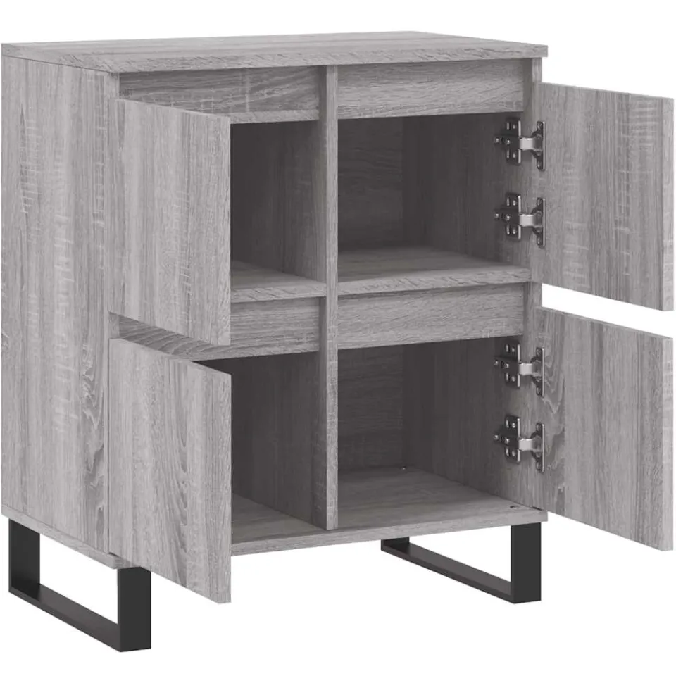 vidaXL Dressoir 60x35x70 cm bewerkt hout grijs sonoma eikenkleurig, foto 4