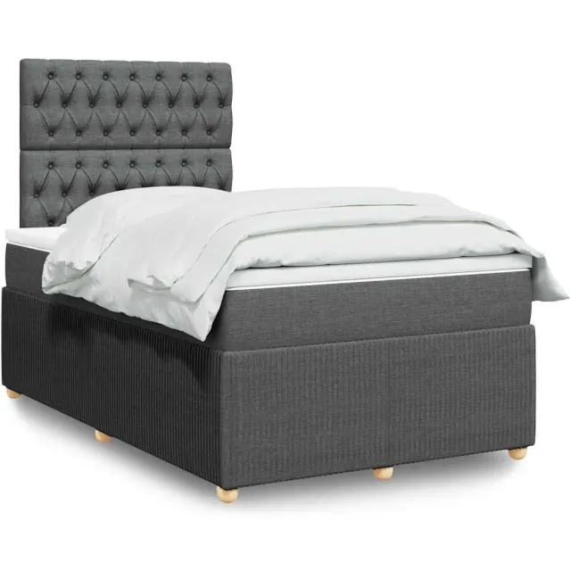 vidaXL Boxspring met matras stof donkergrijs 120x190 cm grijs