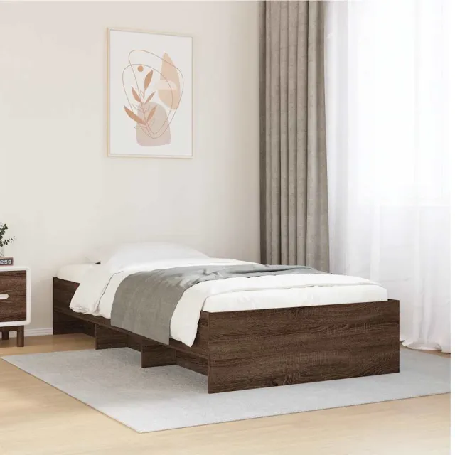vidaXL Bedframe zonder matras bewerkt hout bruin eikenkleur 90x200 cm