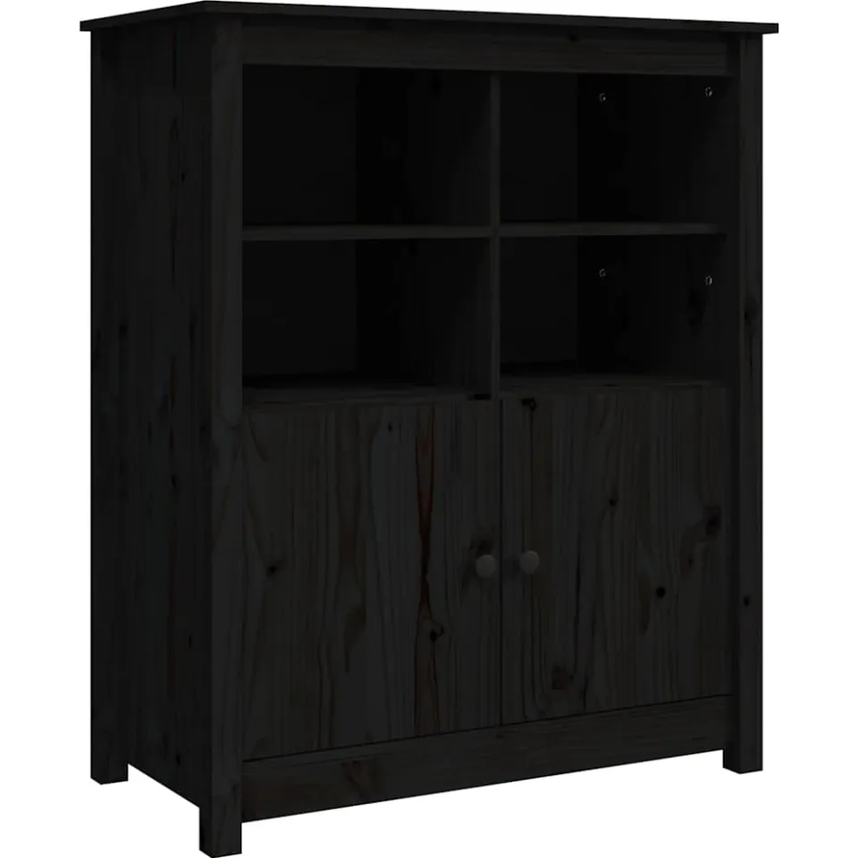 vidaXL Dressoir 83x41,5x100 cm massief grenenhout zwart