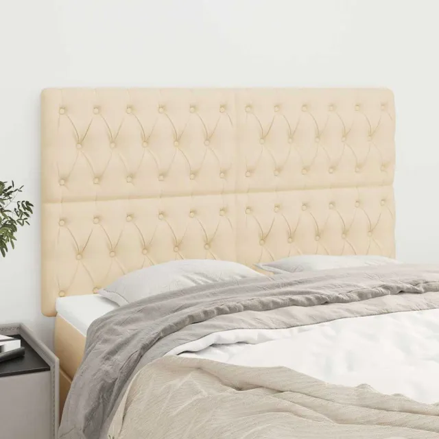 vidaXL Hoofdbord crème 144x7x118/128 cm stof