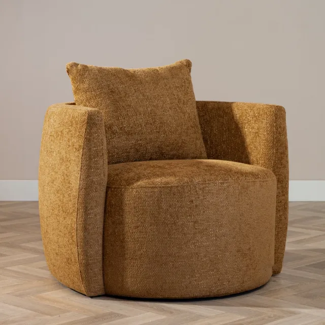 Bronx71 Fauteuil Ruby chenille stof okergeel