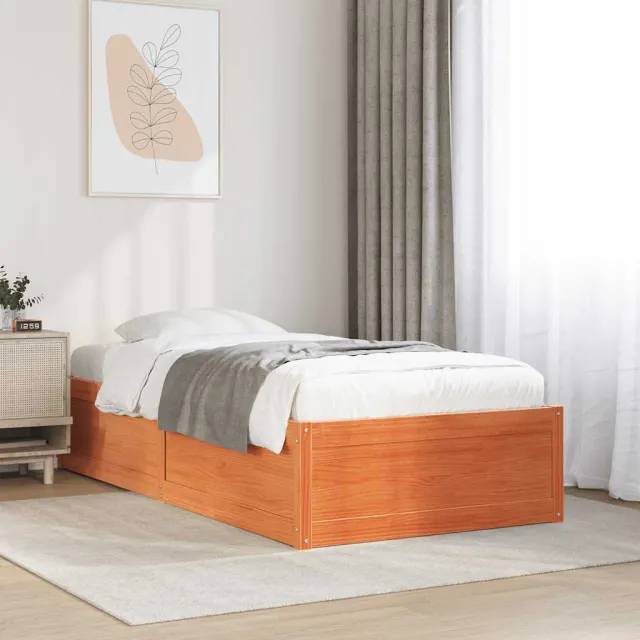vidaXL Bedframe zonder matras massief grenenhout wasbruin 75x190 cm bruin