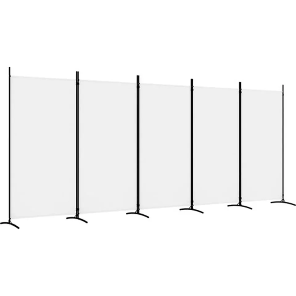vidaXL Kamerscherm met 5 panelen 433x180 cm stof wit, foto 2