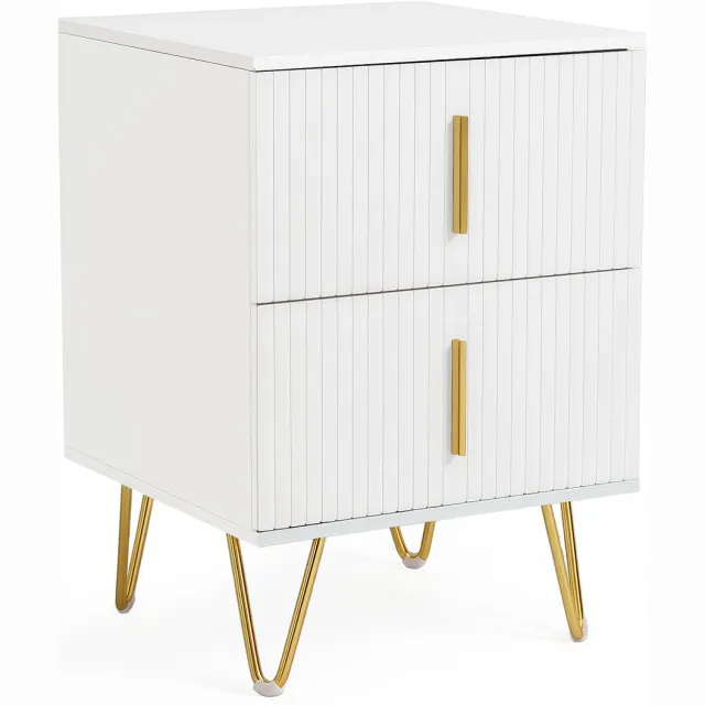Homemiyn Nachtkastje met Lade – Modern Bedtafeltje van Hout, Compact en Functioneel Opbergkastje voor Slaapkamer white