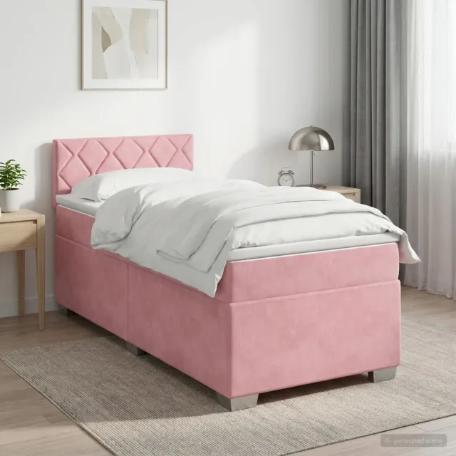 vidaXL Boxspringbed met matras met hoofdeinde Roze 80 x 200 cm Fluweel