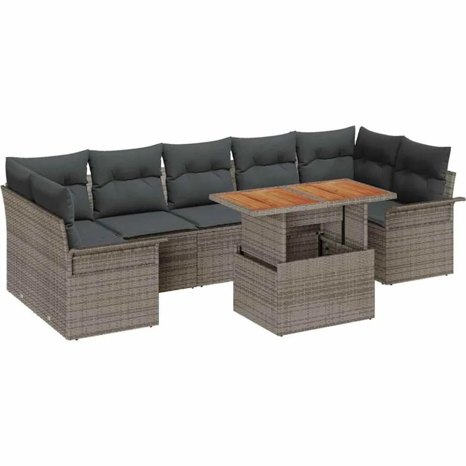 vidaXL Tuin Sofa Set 8 st Grijs Poly riet