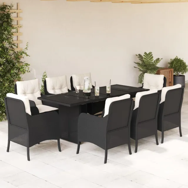 vidaXL 9-delige Tuinset poly rattan zwart, foto 2