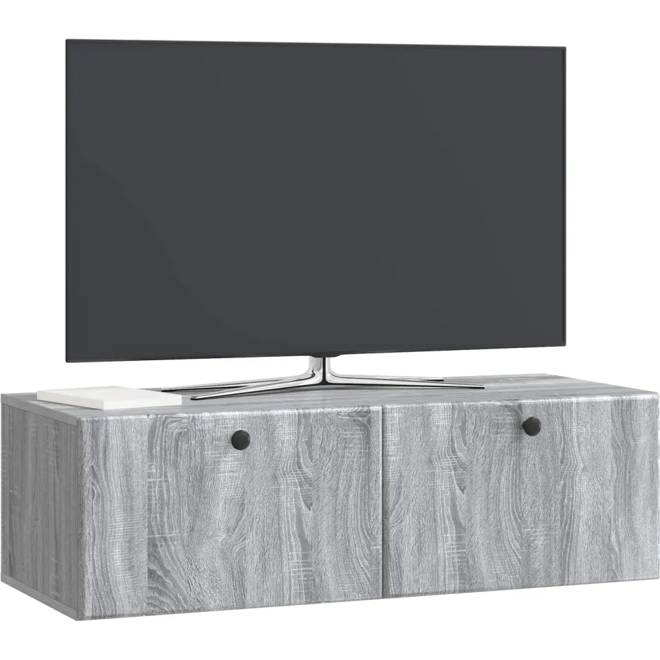 vidaXL Wandbeugel TV-kast 98 x 41 x 30 cm Grijs Sonoma Bewerkt hout
