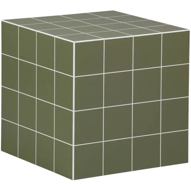 sweeek Kubus bijzettafel vierkant met matte keramieklook tegels 40x40cm - kubeeek Kaki