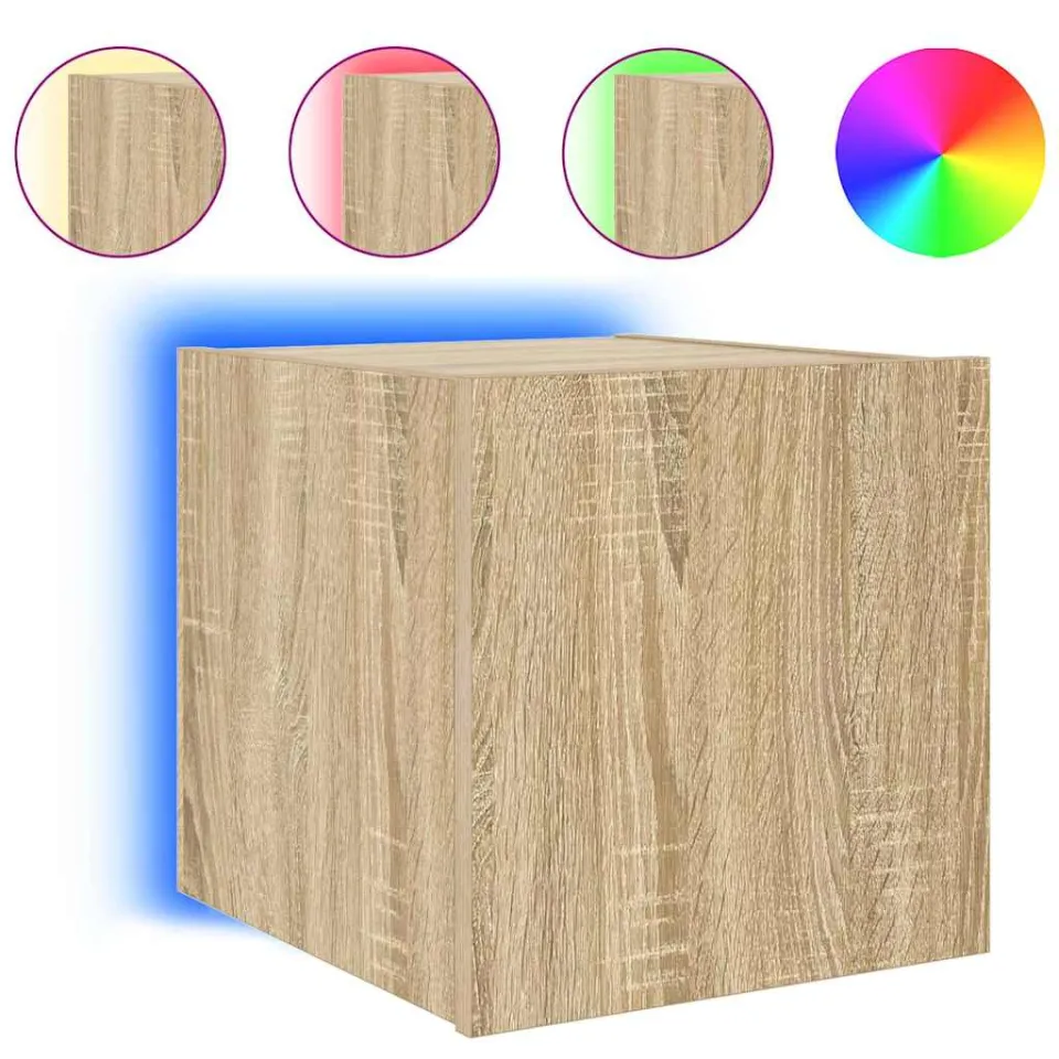 vidaXL Tv-wandmeubel met LED-verlichting 30,5x35x30 cm sonoma eiken Bruin