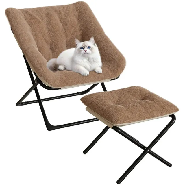Innovastore Relaxstoel met voetenbank - Comfortabel Relaxstoel - Loungefauteuil - Fauteuils - Opvouwbaar - Woonkamer - Koffiekleur Koffiebruin
