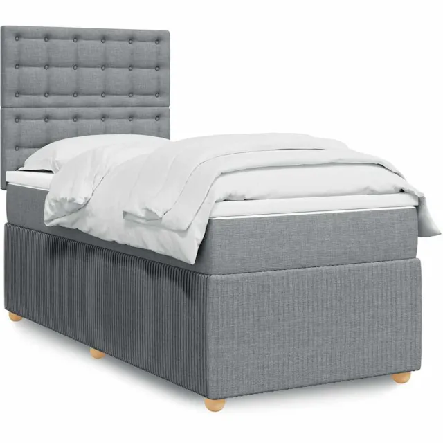 vidaXL Boxspring met matras stof lichtgrijs 80x200 cm grijs