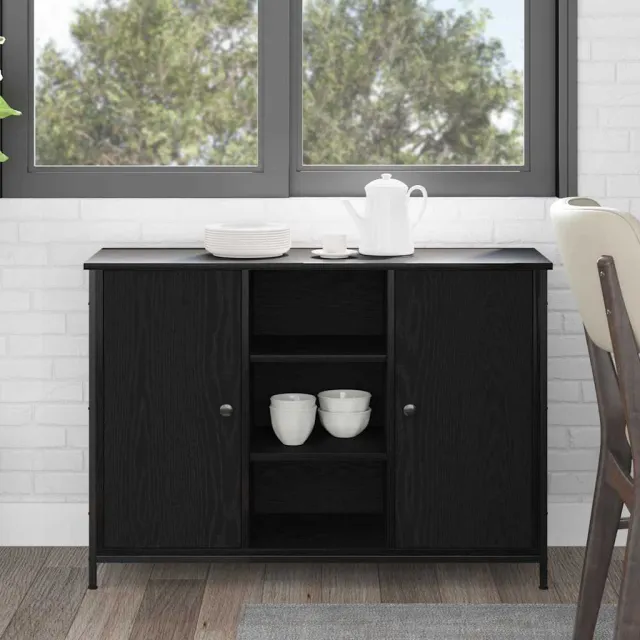 vidaXL Dressoir Zwart Eiken 100 x 35 x 70 cm, foto 2