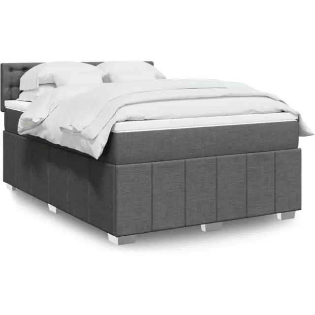 vidaXL Boxspring met matras stof donkergrijs 140x190 cm grijs