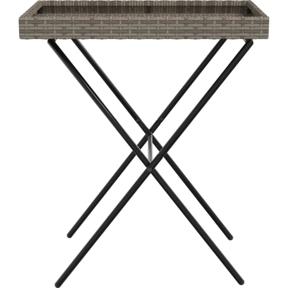vidaXL Dienbladtafel inklapbaar 65x40x75 cm poly rattan grijs, foto 4