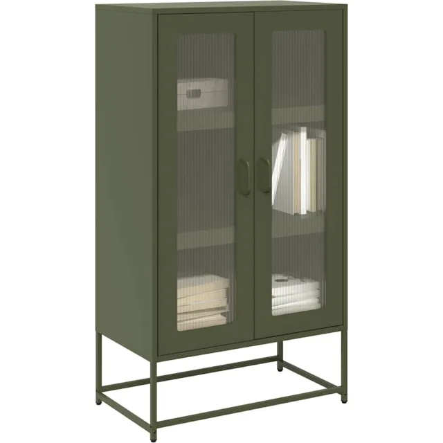vidaXL Hoge kast 68x39x123 cm staal olijfgroen