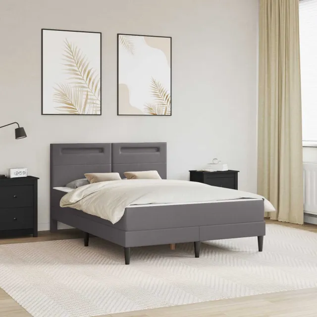 vidaXL Bedframe met matras Grijs 140 x 200 cm Kunstleer