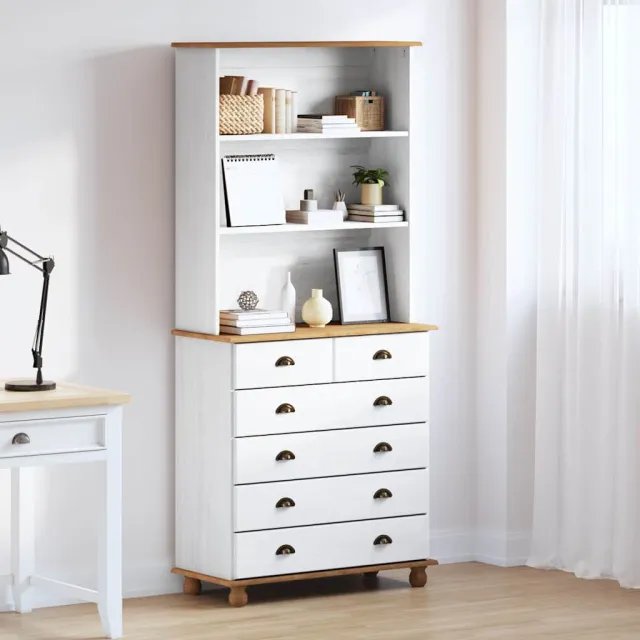 vidaXL Hutch ASKIM Wit 91 x 40 x 200,5 cm Massief grenenhout, foto 2
