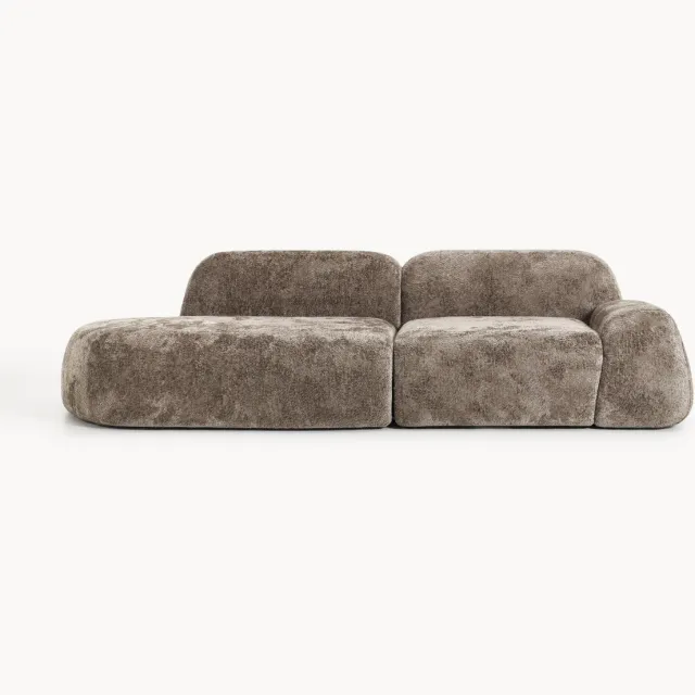 Westwing Collection Modulaire teddy bouclé chaise Wolke (3-zits) taupe