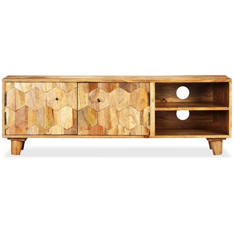 vidaXL Tv-meubel 118x35x40 cm massief mangohout bruin, foto 3
