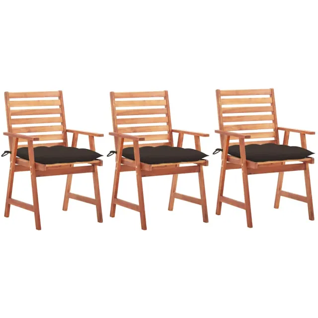 vidaXL Tuinstoelen 3 st met kussens massief acaciahout Taupe