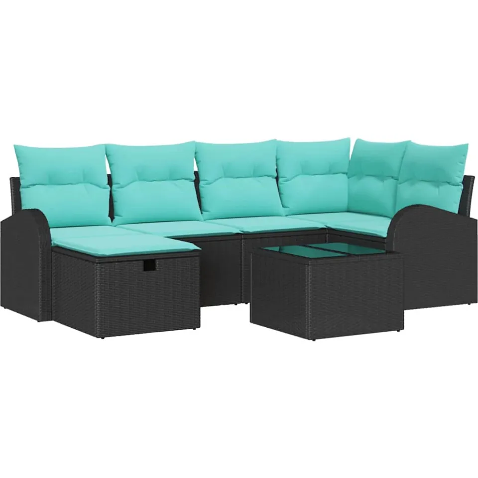 vidaXL Tuin Sofa Set 7 st Zwart poly rattan