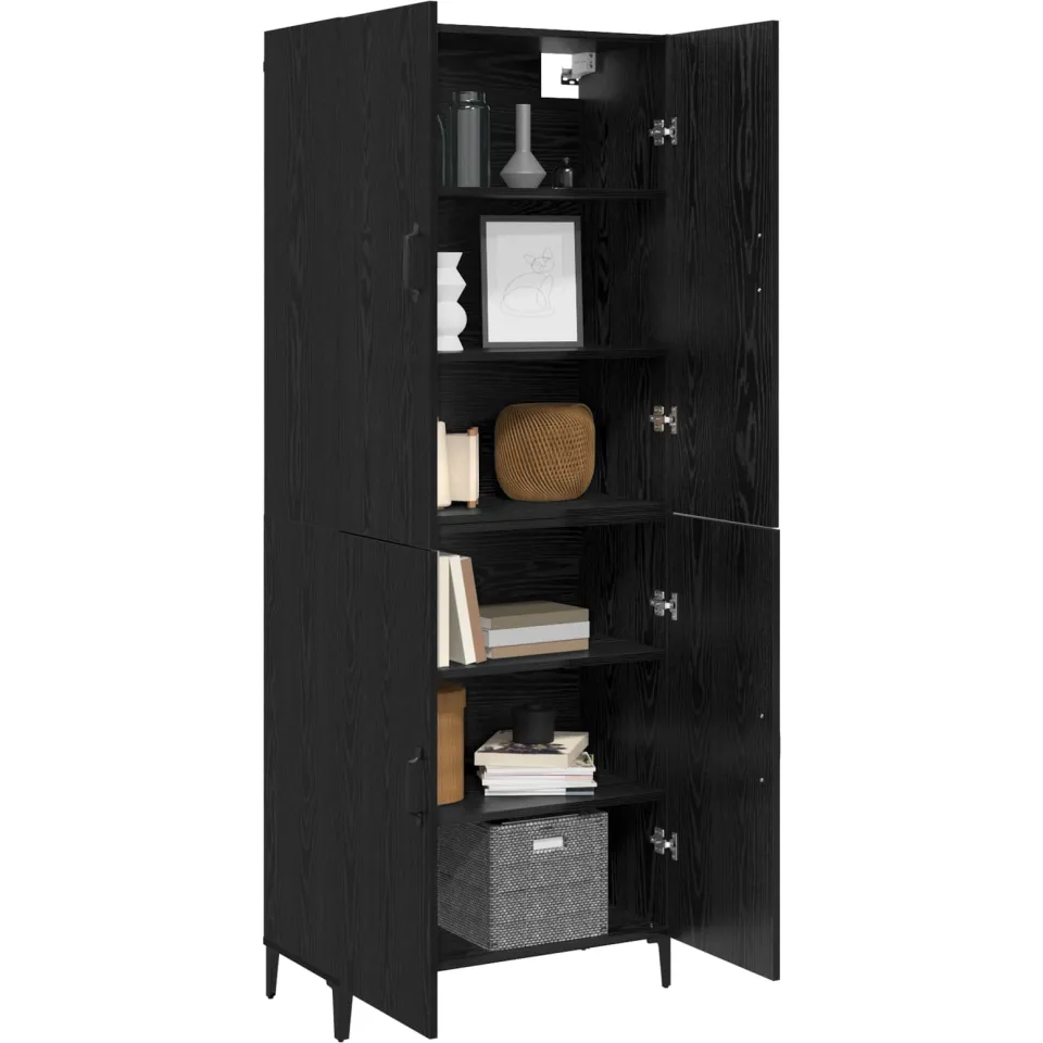 vidaXL Hoge kast 2 st Zwart Eiken 69,5 x 34 x 180 cm Bewerkt hout