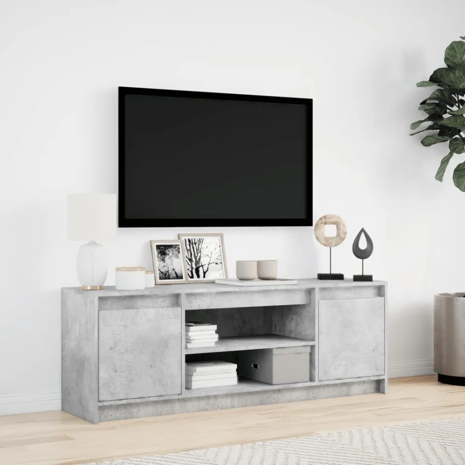 vidaXL Tv-meubel met LED 139,5x34x50 cm bewerkt hout betongrijs grijs, foto 2