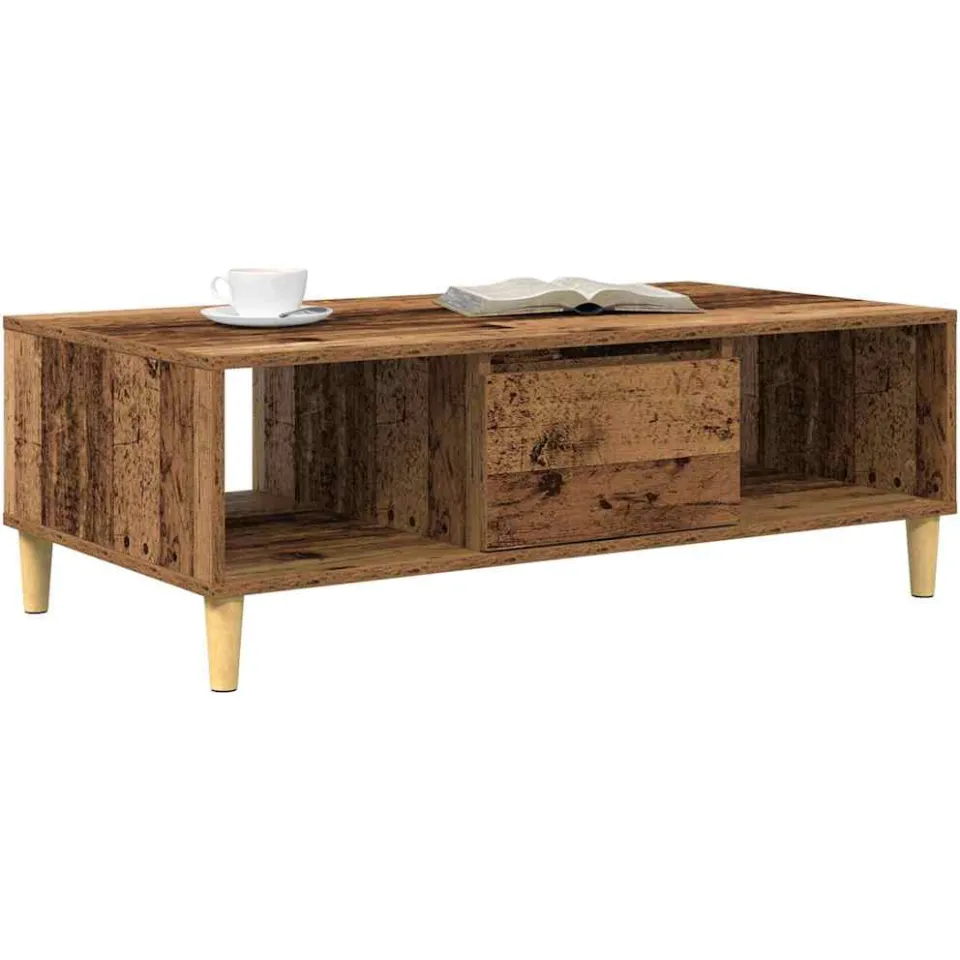 vidaXL Salontafel Oudhout 102 x 55 x 35 cm Bewerkt hout bruin, foto 2