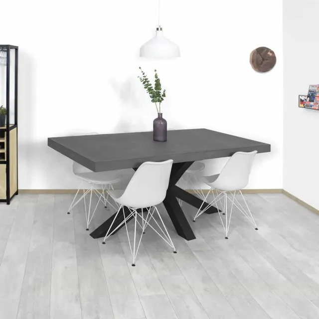 Betonlook eettafel Fults met matrixpoot