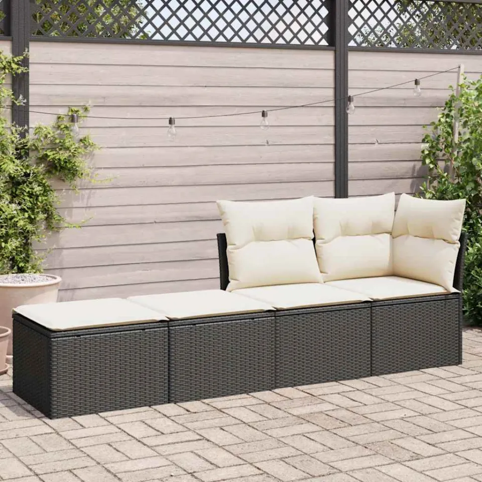 vidaXL 2-delige Loungeset met kussens poly rattan acacia zwart, foto 2