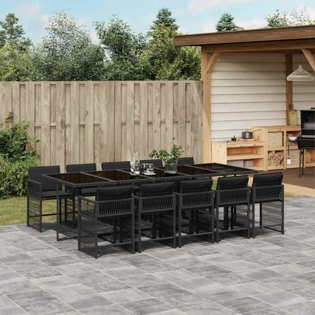 vidaXL 11-delige Tuinset met kussens poly rattan zwart, foto 2