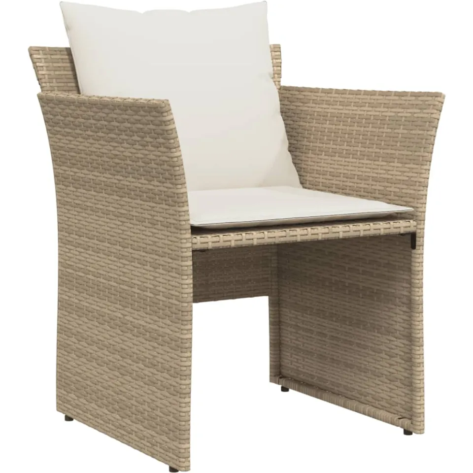vidaXL Tuinstoel met voetenbank poly rattan beige, foto 4