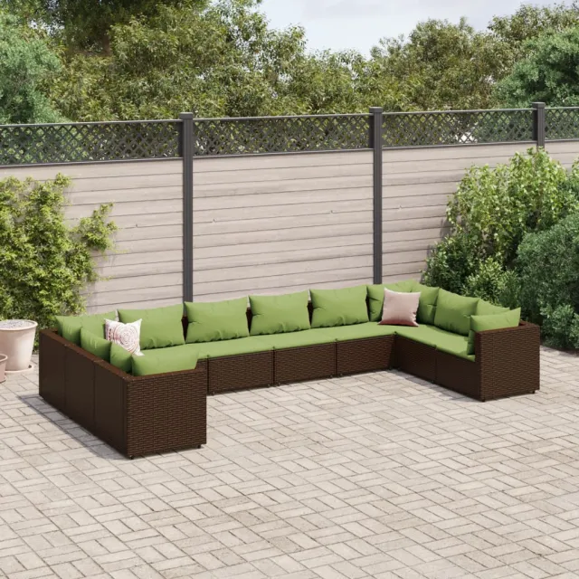 vidaXL 10-delige Loungeset met kussens poly rattan bruin, foto 2