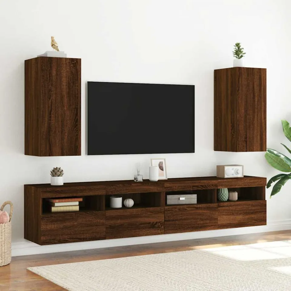 vidaXL Tv-wandmeubel met LED-verlichting 30,5x35x70 cm bruineikenkleur, foto 4