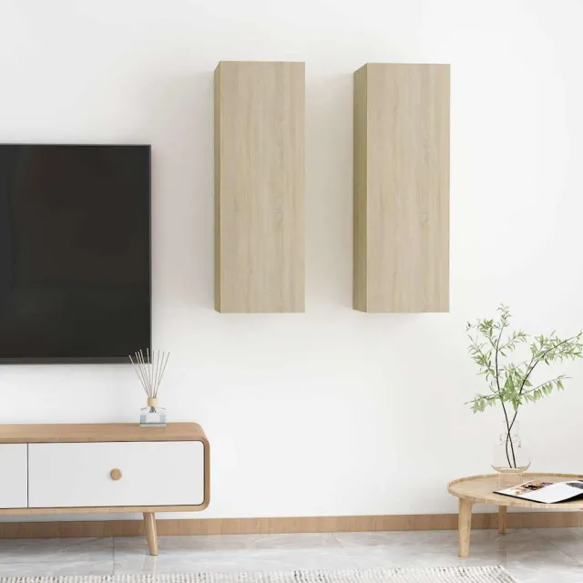 vidaXL Tv-meubels 2 st 30,5x30x90 cm bewerkt hout sonoma eikenkleurig, foto 2
