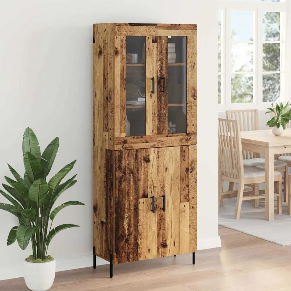 vidaXL Highboard Oud Hout 69,5 x 34 x 180 cm Bewerkt hout bruin, foto 4