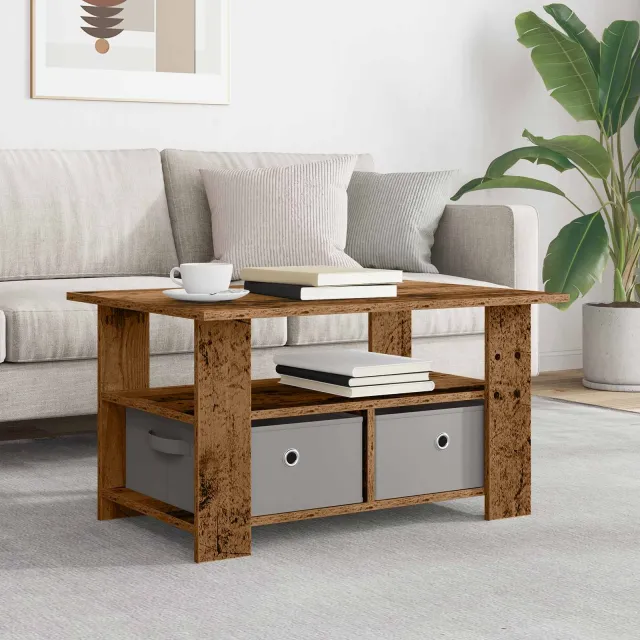 vidaXL Salontafel Oudhout 77 x 55 x 42 cm Bewerkt hout Bruin