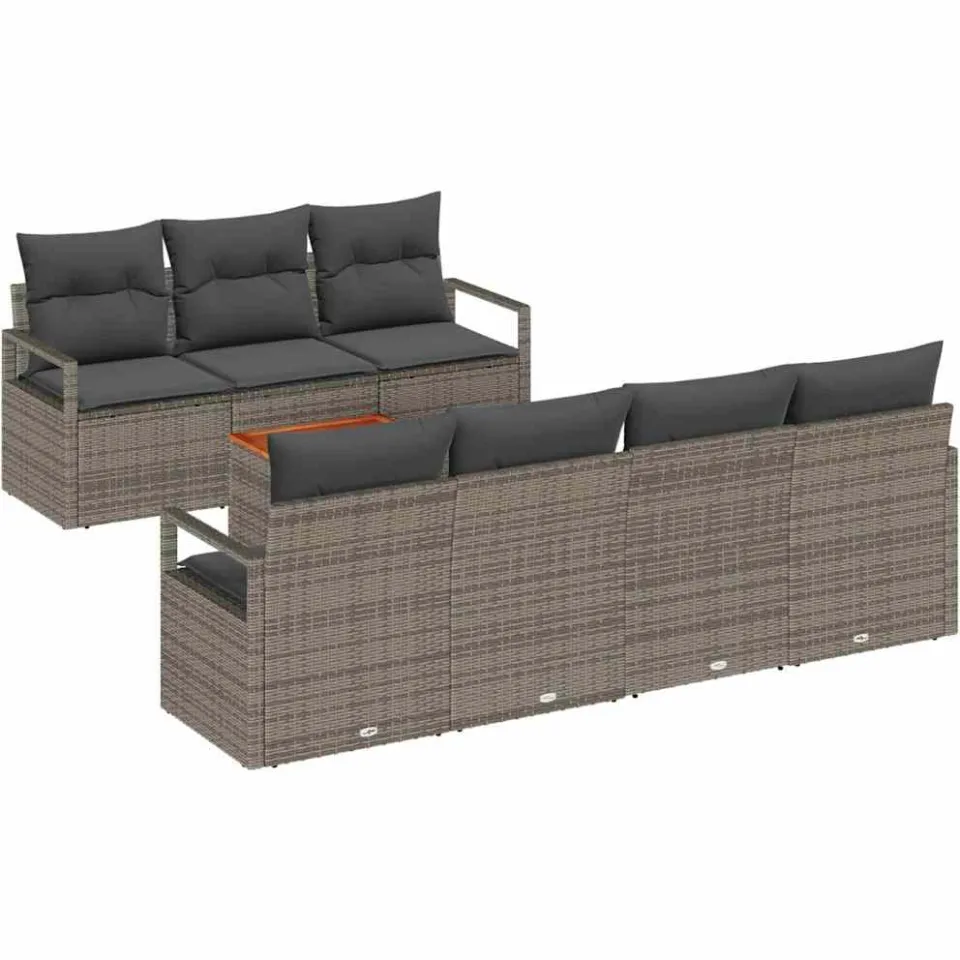 vidaXL Tuinbankenset 7 st Grijs poly rattan