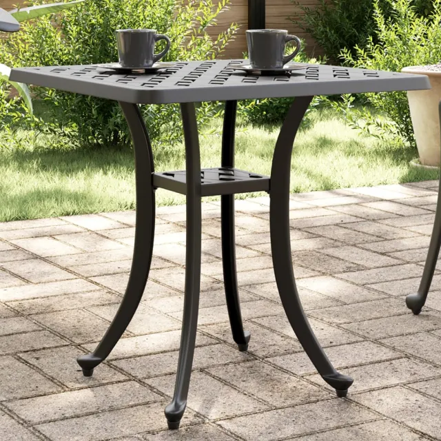 vidaXL Tuintafel 53x53x53 cm gietaluminium zwart, foto 2